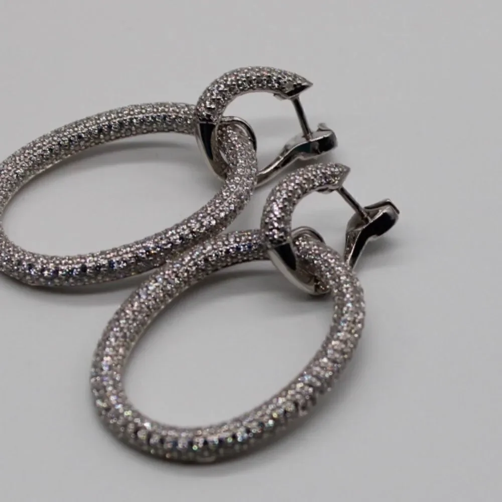 Sterling Silver oval hoop earrings